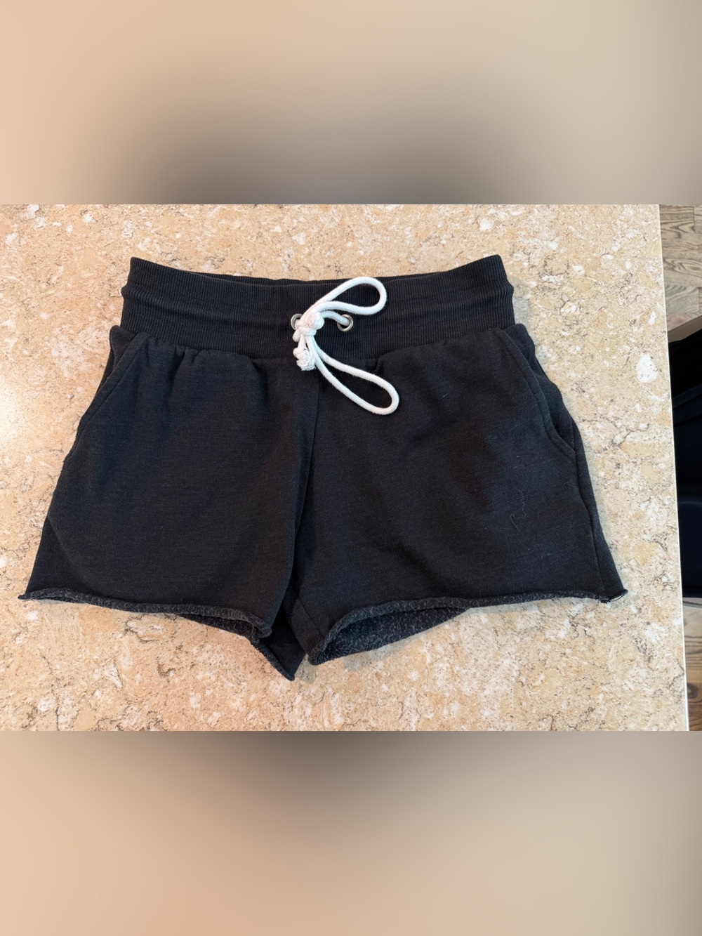 Threads 4 Thought Black Athletic Lounge Shorts with White Drawstring